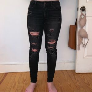 American eagle ripped black jeans. super cute!